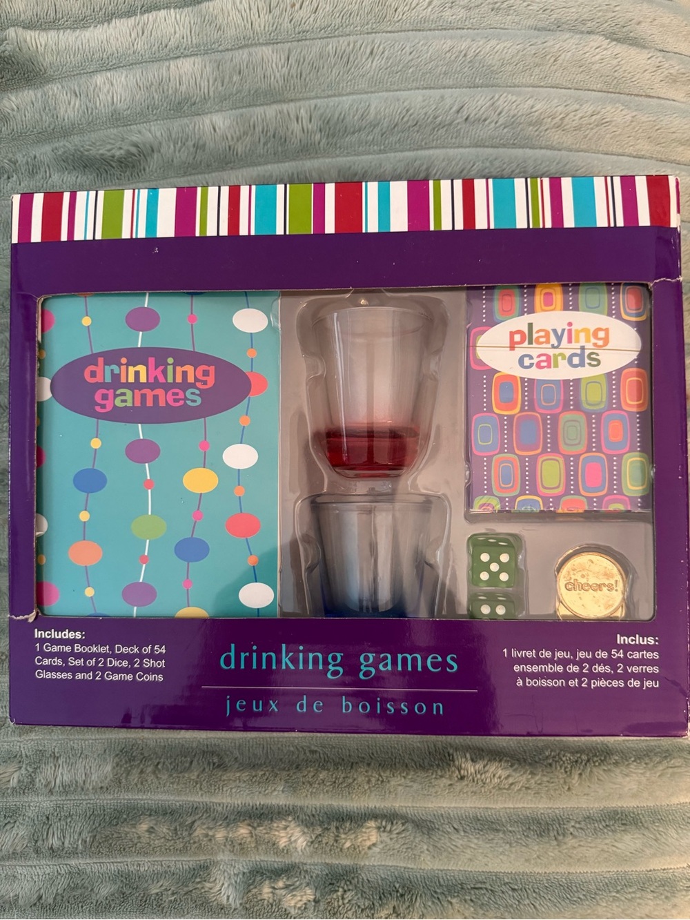 Drinking Games Party Set - Multicolor Shot Glasses & Cards